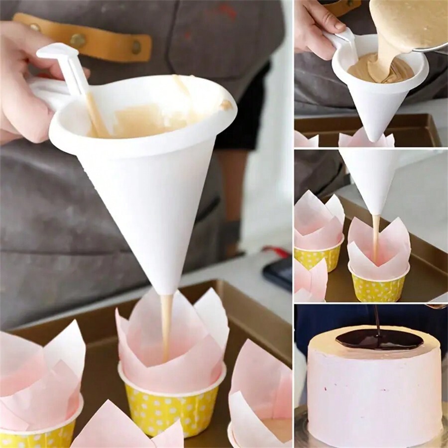 1pc Cream Funnel Measuring Cup Cake & Chocolate Divider Conical Shape Handheld Batter Funnel
