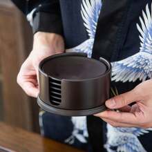 1套/6入組日式功夫茶杯杯墊，創意木質裝飾防滑杯墊，茶具配件