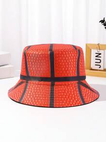 1頂時尚品牌跨境漁夫帽，定位印花足球籃球嘻哈街頭休閒萬用雙盆帽，適用於女性