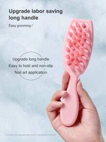 1 Peça Escova de Silicone com Cabo Longo para Shampoo de Cabelo, Massageador de Couro Cabeludo para Escova de Cabelo Longo - Multicolorido - Visão 7