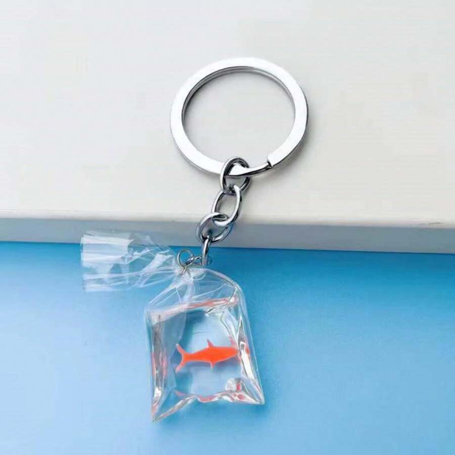 1pc Creative Shark Shaped Solid Keychain, Cartoon Tropical Fish Pendant Keyring For Backpack Accessories - Multicolor - View 1
