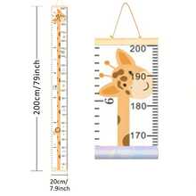 1 Pc Growth Height Chart (7.9 X79 Inch), Giraffe Fabric Height Chart For Height Measurement Wall Hanging Ruler Room Decoration, Wall Art - Multicolor - View 2
