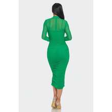 Solid Mesh Ruched Midi Dress - Multicolore - Voir 4