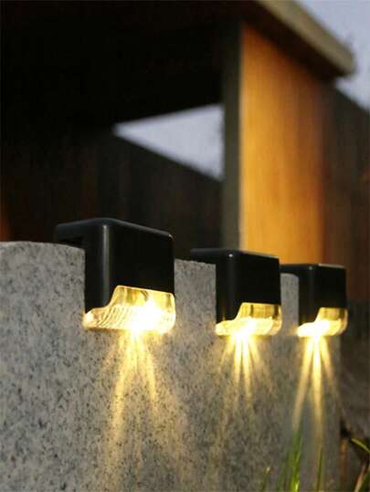 4pcs Solar Step/Stair Light, Garden Outdoor Waterproof Stair Lights With Light Control,Solar Deck Lights ,For Outdoor Stairs, Fence, Garden, Balcony, Yard, Patio And Pathway Decor - Warm White LED Lights Outdoor Lights Halloween Christmas Thanksgiving Gift