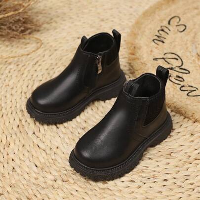 Nuevas botas de estilo británico para niños, diseño sencillo, cremallera lateral resistente al agua y al deslizamiento, adecuadas para uso diario, festivales, fiestas y presentaciones.