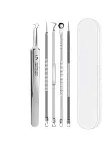 8pcs Blackhead Remover Tool Kit Pimple Extractor Acne Removal Kit For Removing Blemish, Whitehead, Blackhead On Nose And Face,Blackhead Remover,Beauty,Skin Care Products,Spa,Self Care,Skin Care Tools,Face Care,Esthetician Supplies,Skin,Face Wash,Facial - Silver - View 10