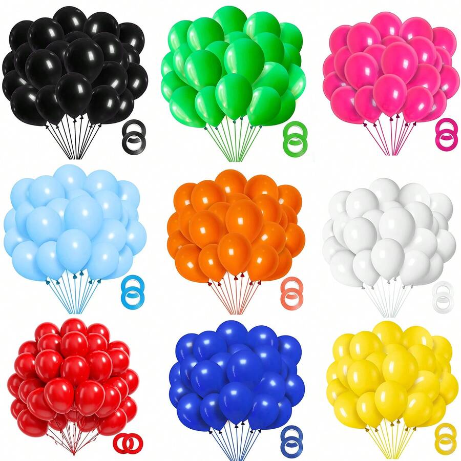 52/72 件多色乳胶派对气球 - 10/12 英寸圆形氦气球，适用于洗礼、婚礼、生日、主题派对装饰、圣诞节 - 彩色 - 查看 1