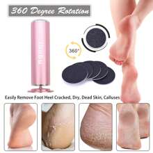 ibubu 強力電動硬皮角質去除器，帶調速控制器和60片更換式砂紙盤的足部護理工具，用於去除死皮，顏色為粉色 - 查看 5