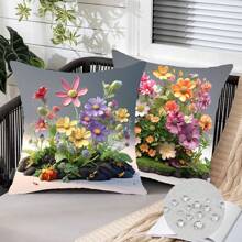 2pcs Waterproof Outdoor Pillowcases, Suitable For Sofa Home Decor - Color - View 1