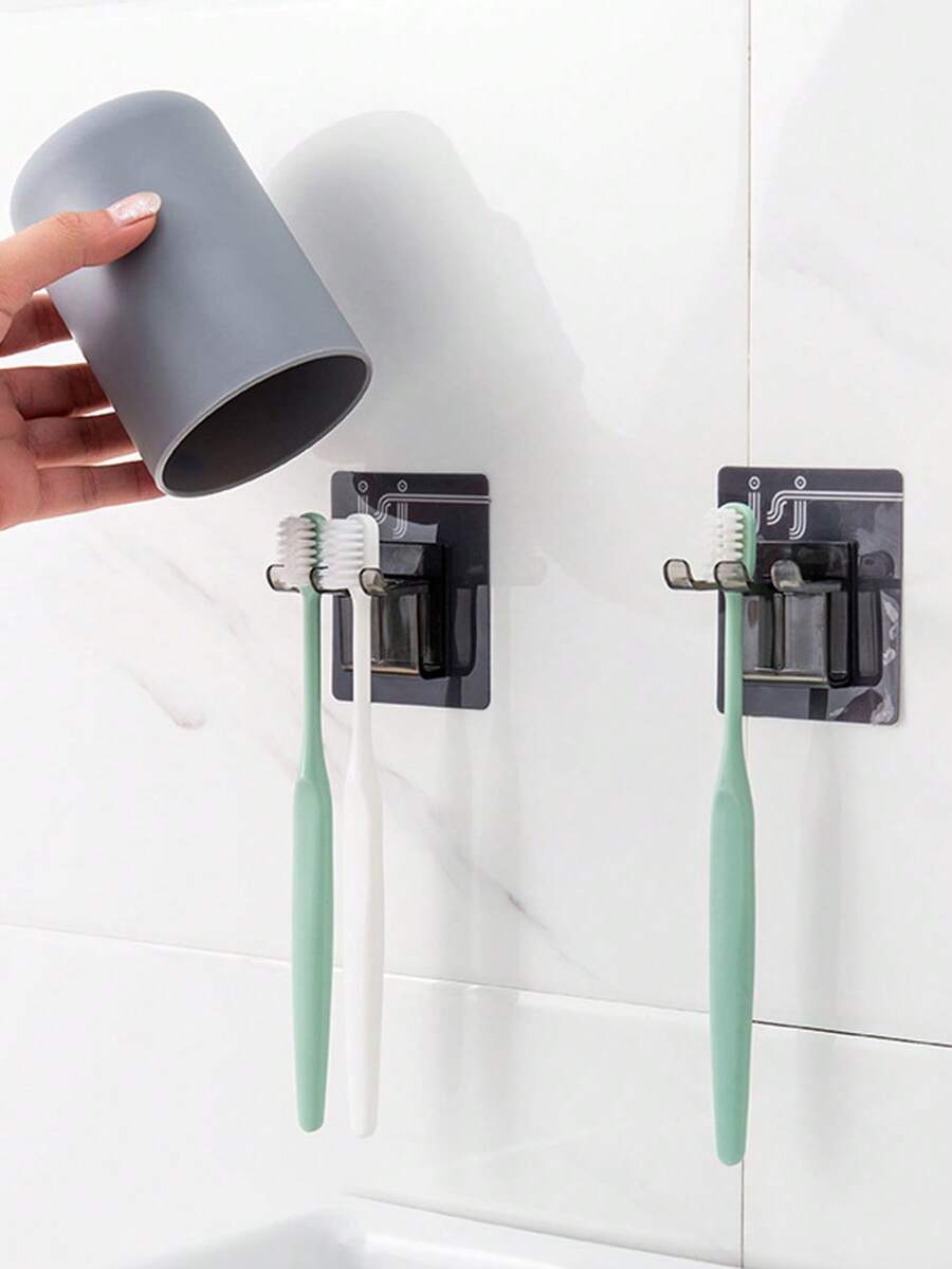 1/2入組浴室牙缸牙刷收納架，適用於整理洗臉盆或桌面，可放置電動牙刷。 顏色隨機。 - 彩色 - 查看 1