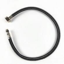 1 par de mangueras de acero inoxidable con punta, tubo de entrada de grifo de cocina/lavabo de metal de un solo orificio para agua caliente y fría, a prueba de explosiones - Negro - Ver 6