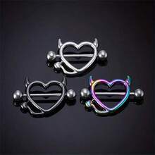 3pcs Simple Style Heart-Shaped Nipple Rings Women's Body Piercing Jewelry - Multicolor - View 5