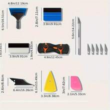 24入組汽車貼膜工具套裝，包含毛毡擦窗刮、刮刀和擦窗器 - 藍色 - 查看 3