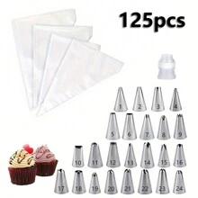 125pcs Stainless Steel Cake Decorating Tools Set, Including Cream Nozzle, Piping Bags, Baking & Pastry Tools - Multicolor - View 10