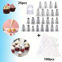125pcs Stainless Steel Cake Decorating Tools Set, Including Cream Nozzle, Piping Bags, Baking & Pastry Tools - Multicolor - View 2