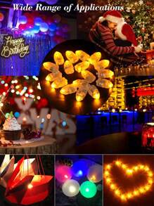 LED Balloon Lights For Weddings, Mini Glow Party Lights For Wedding Decorations, Holiday Photo Prop Accessories, Mini LED Light, Paper Light Lanterns Hanging Balloon Lights, Holiday Decorative Night Lights, Tiny Led Bulbs Flash - Great For Parties, Wedding Decoration, Birthday Decorations, Flowers Decoration, Party Decoration, Gift Box Decoration, Holiday Decoration, Outside Decor, DIY Gifts Decorative, Valentine's Day Decoration Balloon Lights, DIY Valentines Gifts, New Years Gifts Decor. - Multicolor - View 3