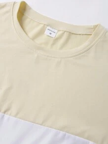 Camiseta de hombre bloqueada en color para verano, transpirable y cómoda, informal para deportes, fitness, vacaciones en la playa, con mangas cortas