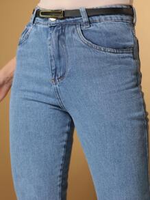 Calça Jeans Mom Feminina Marmorizada Tecido Grosso Premium