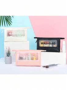 1 bolsa cosmética transparente de tamaño mediano, bolsa de almacenamiento de maquillaje portátil para viajes, un organizador de maquillaje con gran capacidad de almacenamiento