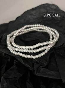 1入4MM人造珍珠女士彈性腳鏈，適合日常佩戴 - 彈性腳鍊 - 查看 9