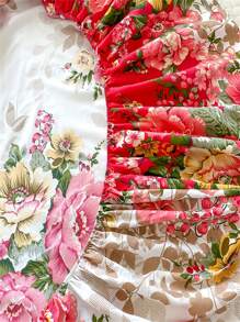 1pc Soft & Skin-Friendly Printed Fitted Sheet, Minimalist & Fashionable For Everyday Use - Red and White - View 4