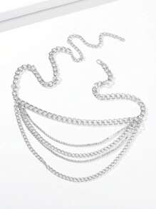 1 Dây chuyền thắt lưng đính đá Rhinestone bốn hạt bạc quyến rũ dành cho nữ, thích hợp để kết hợp hàng ngày với quần jean hoặc váy Halloween mùa hè, trường học mùa thu, mùa thu, Halloween - Bạc - Xem 3