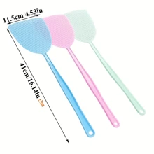 3pcs Random Color Fly Swatter, Plastic Fly Swatter, Household Summer Mosquito Swatter, Long Handle Manual Fly Swatter, Fly Killer, Pest Control, Apartment Essentials, Dorm Necessities, Household Tool
