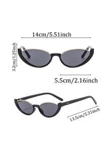 1pc Multicolor Fashionable Personalized Cat Eye Eyeglasses, Retro Half-Frame Women's Glasses, Small Face Decoration Glasses - Multicolor - View 2