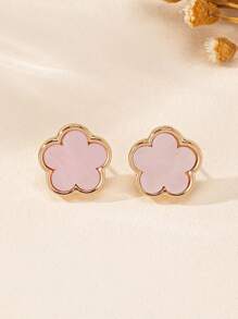 1對極簡時尚幸運花形小耳釘耳環，適用於女性 - 五葉草耳釘 - 查看 16