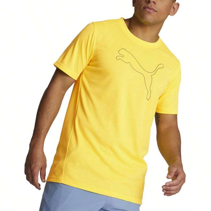 Puma Men's Performance Moisture-Wicking Cat T-Shirt - Yellow - View 1