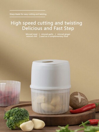 無線電動多功能蒜泥機，適用於家庭使用，可用作食品處理器、肉磨機、蒜蓉機，廚房、廚房用品、食品、烹飪、露營、度假、海灘、居家裝飾、收納、派對、旅行必備