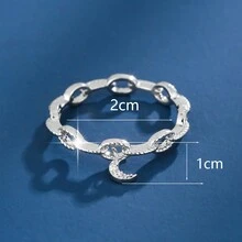 1 件独特的链条连接新月设计方晶锆石镶嵌女孩戒指 - 戒指 - 查看 6