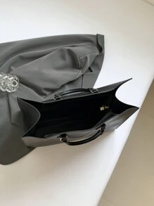 Fashionable All-Season Large Capacity Travel & Shopping Tote Bag, Suitable For  College Students,  Versatile For School,  Work, Commute,Business Professional Women - Black - View 9
