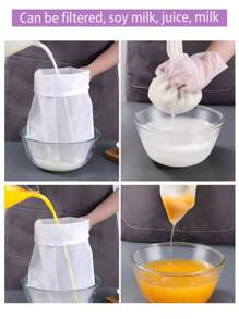 1 pièce Sac filtrant pour lait de soja, filtre à tamis fin pour centrifugeuse domestique, sac filtrant pour passoire de cuisine - Blanc - Voir 5