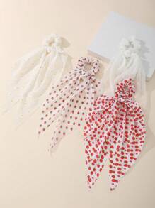 2 Stück Damen Gänseblümchen & Erdbeere Oversized Scrunchies, bohemian Stil Haarzubehör geeignet für Lässig und Urlaubskleidung, Haargummi, Haarzubehör, Scrunchie Haargummis