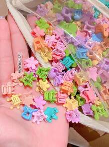 Conjunto de 50 piezas de pequeños clip de pelo para niña con diseño de estrella, corona, flor, orejas de conejo y margarita en colores surtidos para peinados diarios