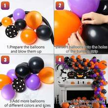 127 Cái/bộ Bộ vòm bóng bay Halloween, Trang trí bóng bay Halloween, Bộ vòng hoa bóng bay màu tím cam đen với bóng nhện lớn và dơi 3D, Bộ bóng bay Halloween để trang trí tiệc Halloween ngoài trời trong nhà - Nhiều màu - Xem 8