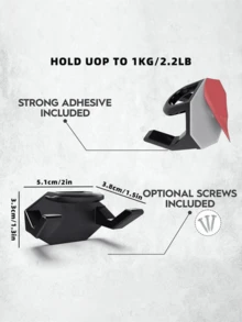 7入組牆上黏貼帽子掛勾，極簡帽架設計，免鑽孔，強力固定帽掛 - 黑色 - 查看 2