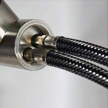 1 par de mangueras de acero inoxidable con punta, tubo de entrada de grifo de cocina/lavabo de metal de un solo orificio para agua caliente y fría, a prueba de explosiones - Negro - Ver 3