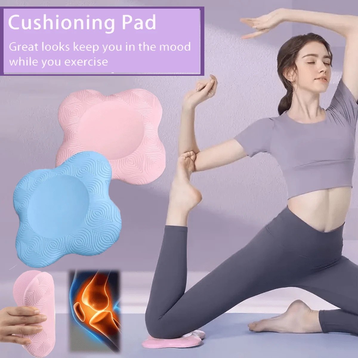 1pc Soft Yoga Kneeling Pad, Thickened Non-Slip Fitness Mat For Plank Support, Elbow Knee Protection - Multicolor - View 1