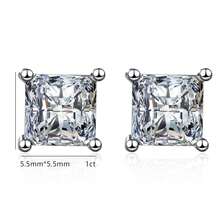 Bông Tai Nữ Bạc 925 Vuông Moissanite Bông Tai Nữ, Thời Trang Và Cá Tính Cao Cấp Tai Trang Sức - Bông tai Moissanite - Xem 3