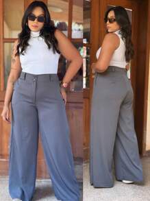 GUECO BRAND Plus Size Pants - Dark Grey - View 1