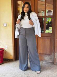 GUECO BRAND Plus Size Pants - Dark Grey - View 6