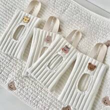 1pc Embroidery Cartoon Animal Design Tissue Storage Box For Car, Portable Hand-Carry Bag With Drawstring Closure Baby Shower Family Decorations Gifts - Tissue Box Hanging Bag - View 6