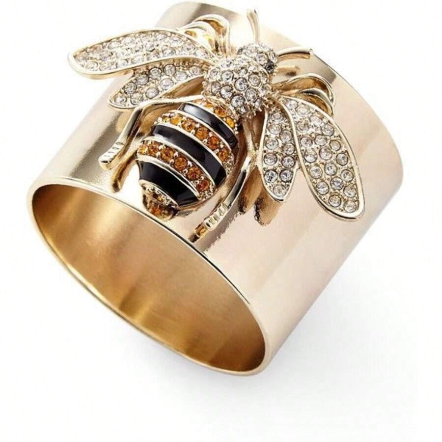 Nhẫn thời trang nam sang trọng 1 chiếc Bee, phong cách Âu Mỹ - Vàng - Xem 1