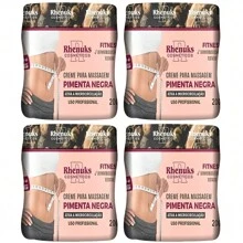 Kit 4 Gel Redutor De Medidas Pimenta Negra 200g - Combate Estrias e Celulite - Multicolorido - Visão 1