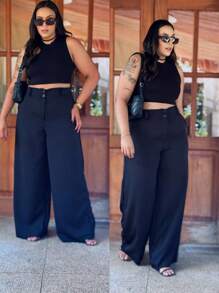 GUECO BRAND Plus Size Pants - Black - View 1
