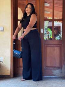GUECO BRAND Plus Size Pants - Black - View 11