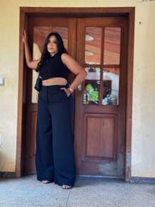 GUECO BRAND Plus Size Pants - Black - View 9