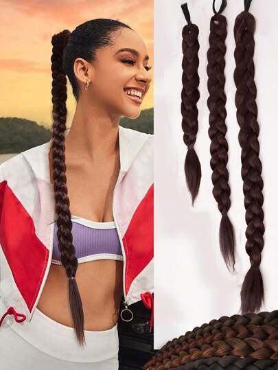 1 peça Trança Sintética Longa de Rabo de Cavalo para Extensões de Cabelo. Cabelo Preto é Adequado para Extensões de Cabelo Fáceis para Mulheres. Tranças Baratas